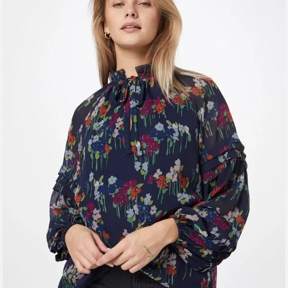 Lauren Ralph Lauren Floral Crinkle Georgette Blouse - Picture 2 of 14